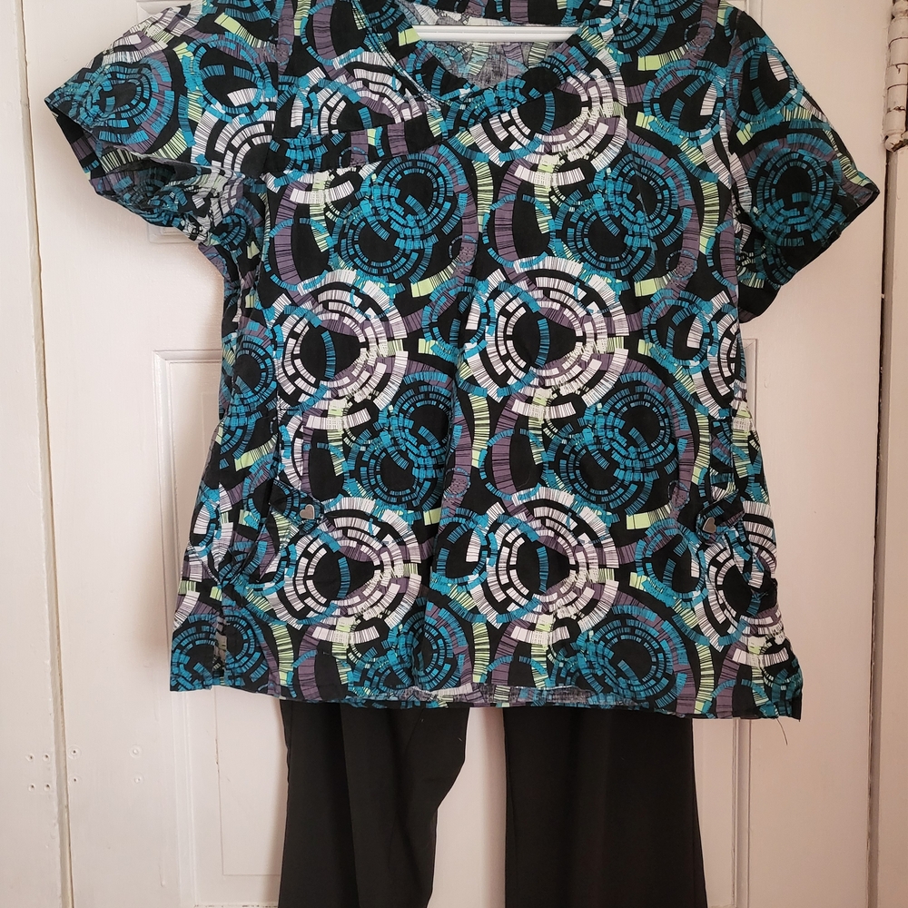 Carhartt Blue and Black Boxy Short Sleeve Blouse